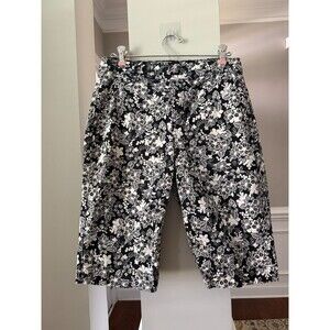 Bandolino Denim Black/White Floral Bermuda Shorts Sz 8